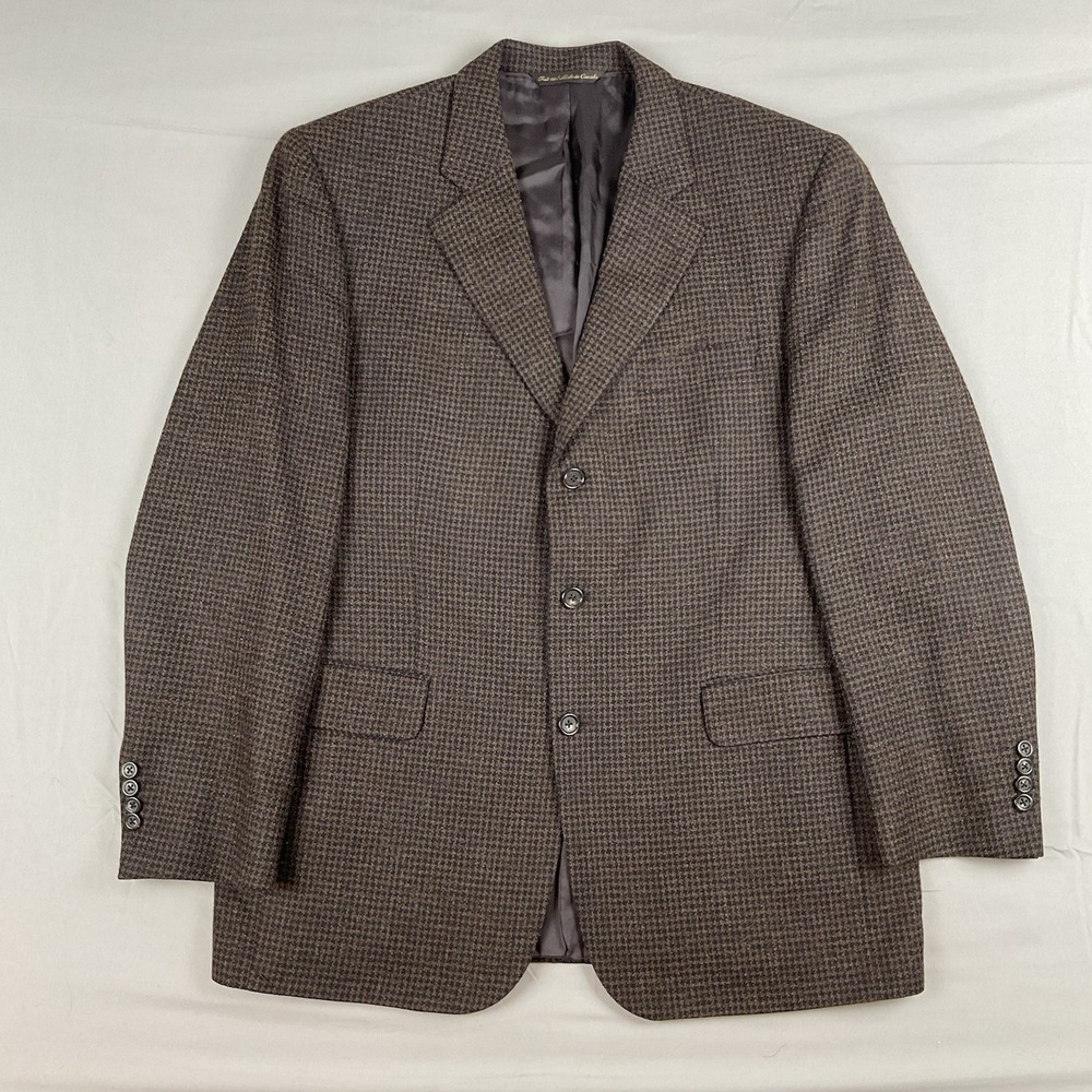 Jack‎ Victor 43R Wool Blazer Brown Houndstooth Jacket Vintage